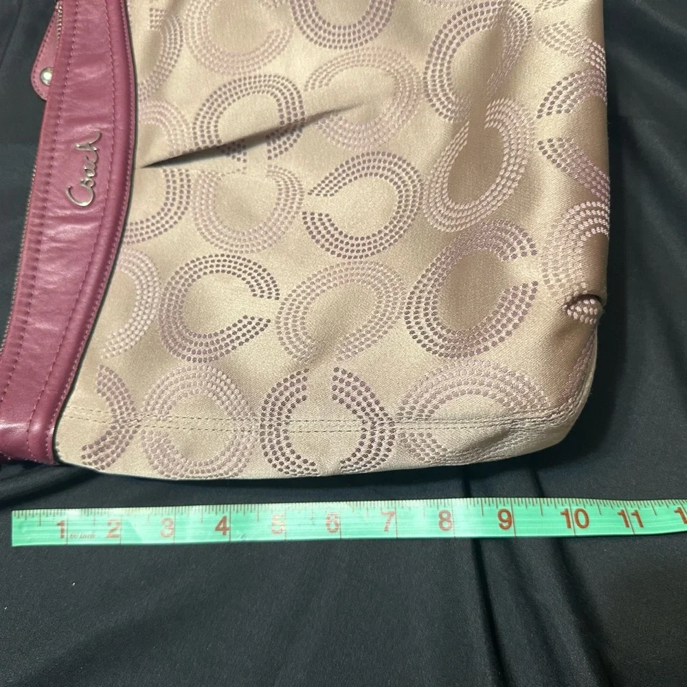 Coach Maroon and Taupe Shoulder Bag - Picture 9 of 9